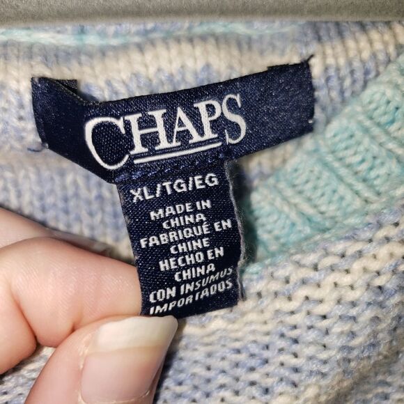 CHAPS STRIPE CREW NECK SHORT SLEEVE SWEATER SIZE XL - Picture 4 of 6
